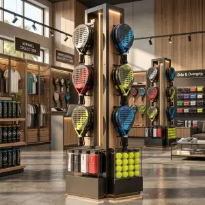 Rak Display Raket Padel Tower dengan Laci Kaca [5]