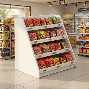Rak Display Tangga 4 Susun untuk Minimarket dan Retail