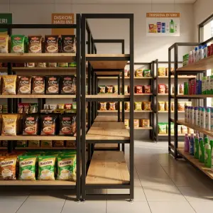 Rak Display Toko Besi Kayu 4 Susun [4]