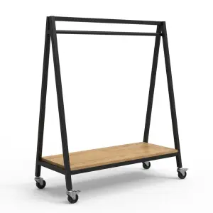 Rak Gantung Pakaian A-Frame dengan Rak Bawah Kayu [5]