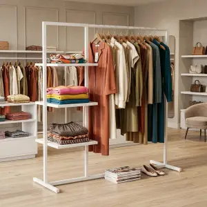 Rak Gantung Pakaian dengan Rak Shelving Minimalis [2]