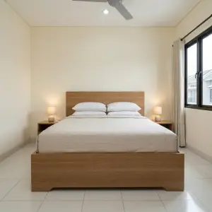 Ranjang Minimalis Panel Kayu Solid [5]