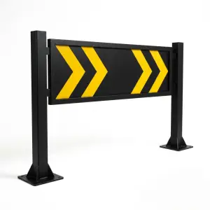 Road Barrier Besi Chevron Hitam Kuning