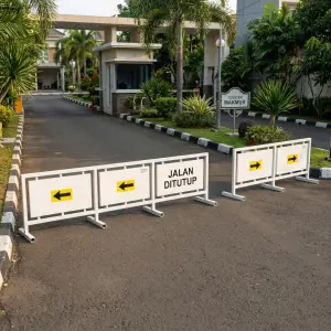 Road Barrier Besi dengan Panel Informasi Arah [2]