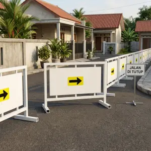 Road Barrier Besi dengan Panel Informasi Arah [3]