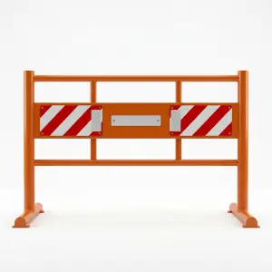 Road Barrier Besi dengan Reflektor Merah Putih