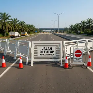 Road Barrier Besi Rangka A-Frame dengan Panel Informasi [3]