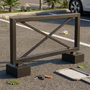 Road Barrier Besi X-Frame dengan Kaki Kubus [2]