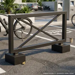 Road Barrier Besi X-Frame dengan Kaki Kubus [5]