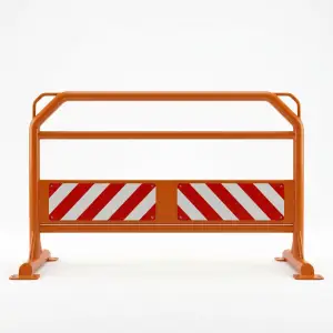 Road Barrier Pipa Besi dengan Plat Reflektif