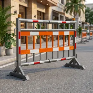 Road Barrier Pipa Galvanis Reflektor Oranye [2]