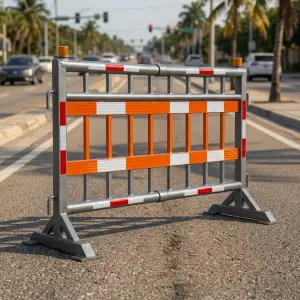 Road Barrier Pipa Galvanis Reflektor Oranye [5]