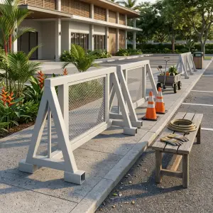 Road Barrier Rangka Besi Hollow Mesh Panel