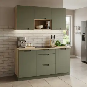 Set Kabinet Dapur Minimalis Dua Lapis Finishing Matte Sage Green [2]