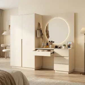 Set Lemari Pakaian dan Meja Rias dengan Cermin LED Backlit [2]