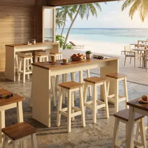 Set Meja Bar Kayu dengan Stool Cafe [2]