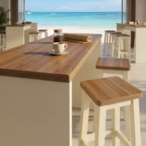 Set Meja Bar Kayu dengan Stool Cafe [6]