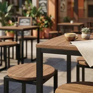 Set Meja Cafe Industrial dengan Stool Kayu [5]