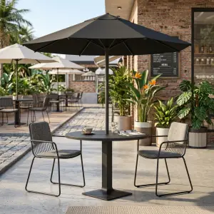 Set Meja Cafe Outdoor Bundar dengan Payung Pelindung [4]