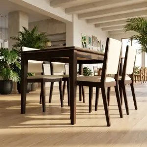 Set Meja Makan Cafe 4 Kursi Rangka Kayu Solid [4]