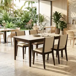 Set Meja Makan Cafe 4 Kursi Rangka Kayu Solid [5]