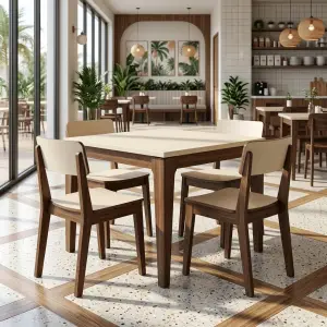 Set Meja Makan Cafe 4 Kursi Two-Tone [3]