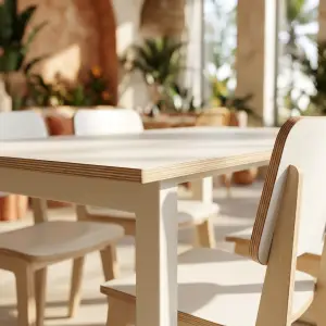 Set Meja Makan Cafe Plywood Finishing Doff [5]