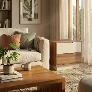 Side Table 2 Laci Walnut Cream Modern [3]