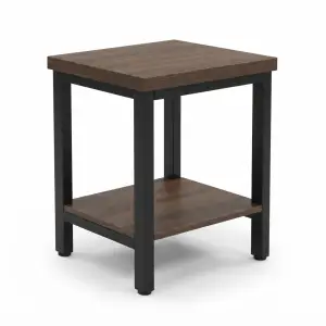 Side Table 2 Susun Rangka Besi Top Kayu