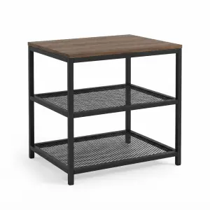 Side Table Industrial Rangka Besi dengan Rak Mesh