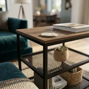 Side Table Industrial Rangka Besi dengan Rak Mesh [3]