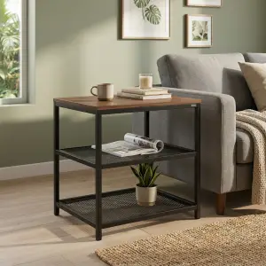 Side Table Industrial Rangka Besi dengan Rak Mesh [4]