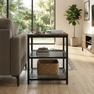 Side Table Industrial Rangka Besi dengan Rak Mesh [5]