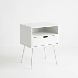 Side Table Kayu 1 Laci Open Shelf Kaki Metal Scandinavian [5]