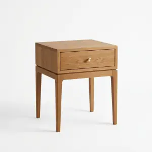 Side Table Kayu Solid Laci Tunggal Gaya Scandinavian