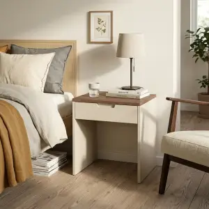 Side Table Nakas Minimalis 1 Laci Kombinasi Kayu dan MDF