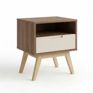Side Table Scandinavian Walnut 1 Laci Open Shelf