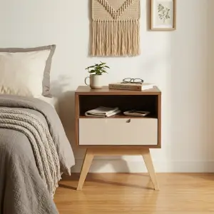 Side Table Scandinavian Walnut 1 Laci Open Shelf [2]