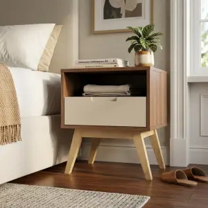 Side Table Scandinavian Walnut 1 Laci Open Shelf [3]