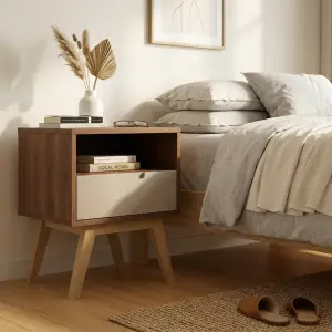 Side Table Scandinavian Walnut 1 Laci Open Shelf [4]