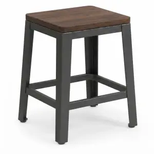Stool Cafe Kaki Besi Dudukan Kayu Gaya Industrial