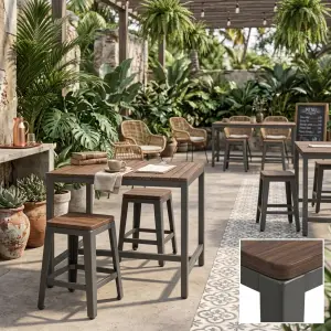 Stool Cafe Kaki Besi Dudukan Kayu Gaya Industrial [4]