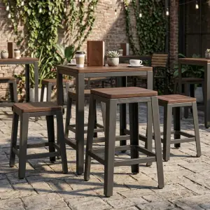 Stool Cafe Kaki Besi Dudukan Kayu Gaya Industrial [5]