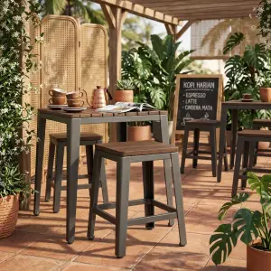 Stool Cafe Kaki Besi Dudukan Kayu Gaya Industrial [6]