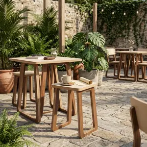 Stool Cafe Plywood Rangka Panel Trapesium [5]