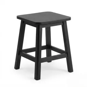 Stool Kayu Solid Cafe Finishing Hitam