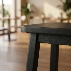 Stool Kayu Solid Cafe Finishing Hitam [3]