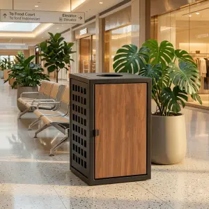 Tempat Sampah Besi Grid Panel Pintu Kayu [5]