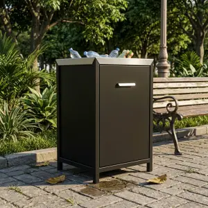 Tempat Sampah Besi Rangka Hollow dengan Penutup Pintu [2]