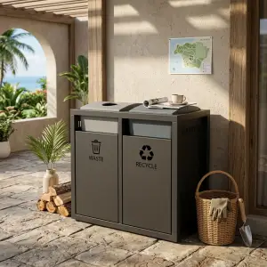 Tempat Sampah Dua Kompartemen Waste & Recycle